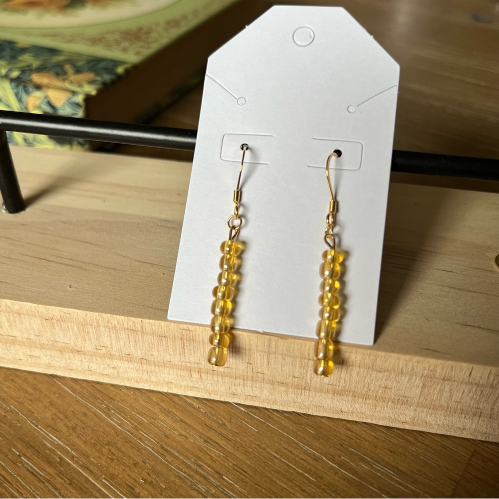 Handmade 18k Gold Plated Yellow Beaded Earrings